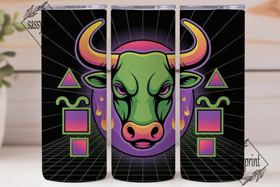 Neon Taurus 20oz Tumbler Wrap Sublimation sassyprint 