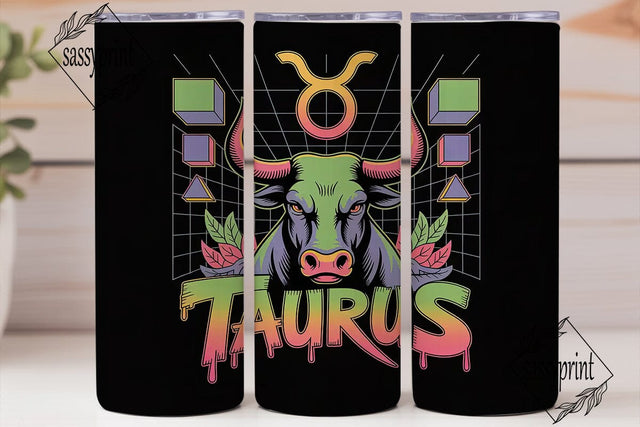 Neon Taurus 20oz Tumbler Wrap Sublimation sassyprint 