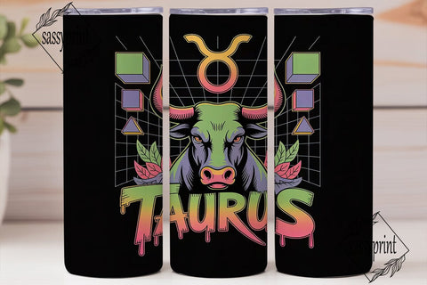Neon Taurus 20oz Tumbler Wrap Sublimation sassyprint 