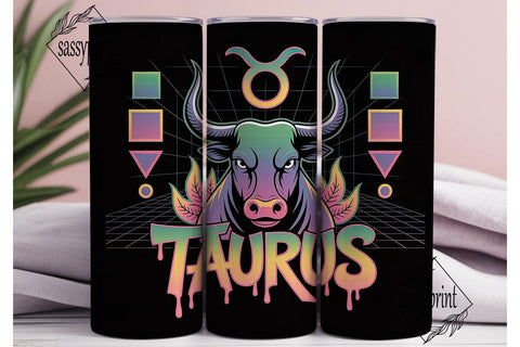 Neon Taurus 20oz Tumbler Wrap Sublimation sassyprint 