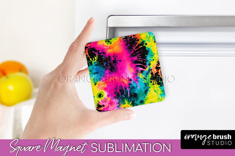 Neon Tie Dye Magnet PNG Design - Rainbow Magnet Sublimation Sublimation OrangeBrushStudio 