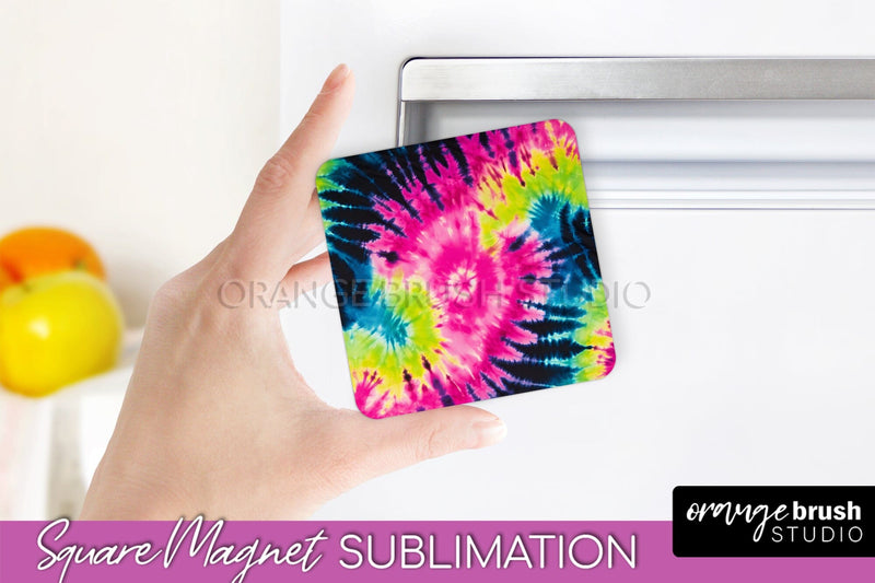 Neon Tie Dye Magnet PNG Design - Rainbow Magnet Sublimation Sublimation OrangeBrushStudio 