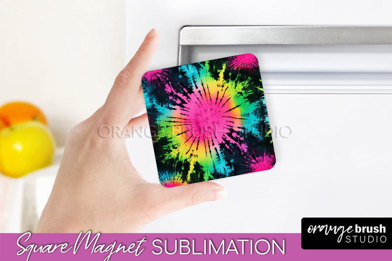 Neon Tie Dye Magnet PNG Design - Rainbow Magnet Sublimation Sublimation OrangeBrushStudio 