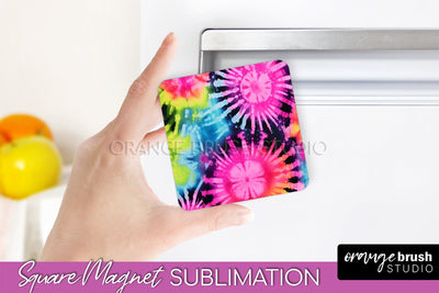 Neon Tie Dye Magnet PNG Design - Rainbow Magnet Sublimation Sublimation OrangeBrushStudio 