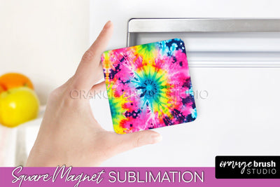 Neon Tie Dye Magnet PNG Design - Rainbow Magnet Sublimation Sublimation OrangeBrushStudio 