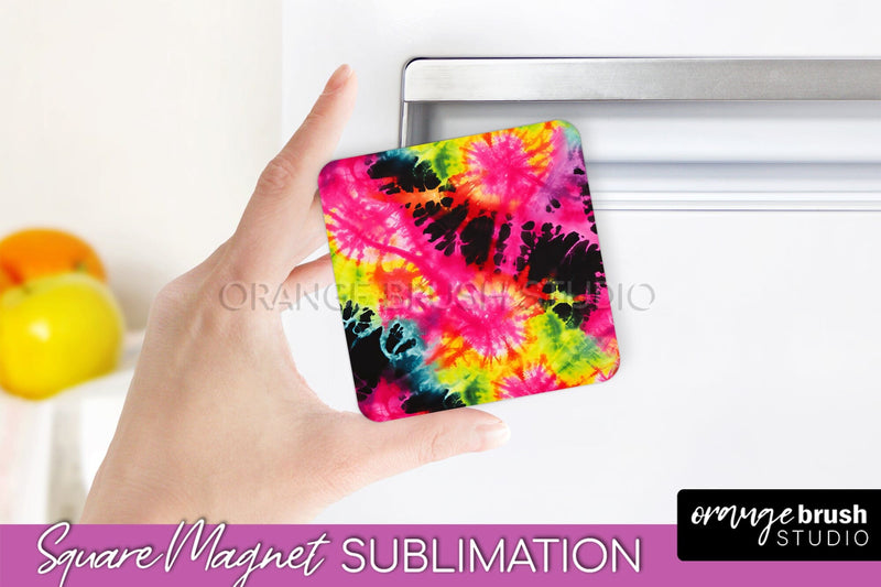 Neon Tie Dye Magnet PNG Design - Rainbow Magnet Sublimation Sublimation OrangeBrushStudio 