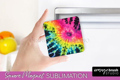 Neon Tie Dye Magnet PNG Design - Rainbow Magnet Sublimation Sublimation OrangeBrushStudio 