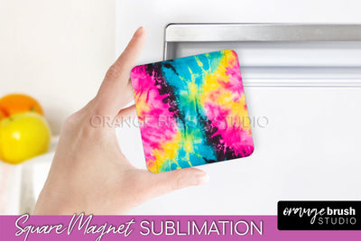 Neon Tie Dye Magnet PNG Design - Rainbow Magnet Sublimation Sublimation OrangeBrushStudio 