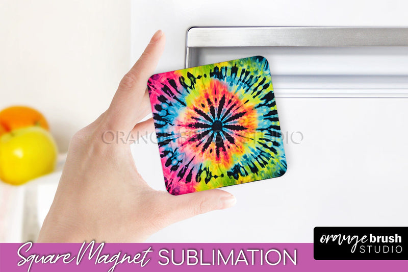 Neon Tie Dye Magnet PNG Design - Rainbow Magnet Sublimation Sublimation OrangeBrushStudio 