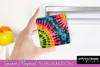Neon Tie Dye Magnet PNG Design - Rainbow Magnet Sublimation Sublimation OrangeBrushStudio 