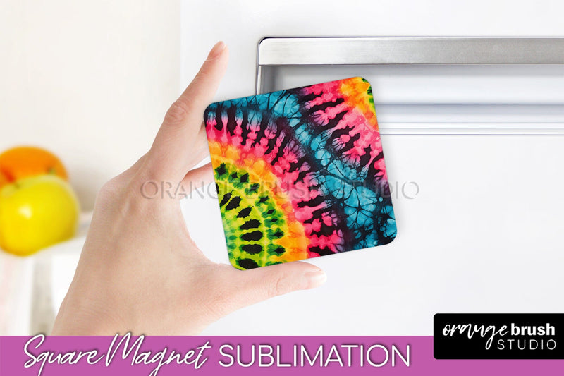 Neon Tie Dye Magnet PNG Design - Rainbow Magnet Sublimation Sublimation OrangeBrushStudio 