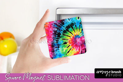 Neon Tie Dye Magnet PNG Design - Rainbow Magnet Sublimation Sublimation OrangeBrushStudio 