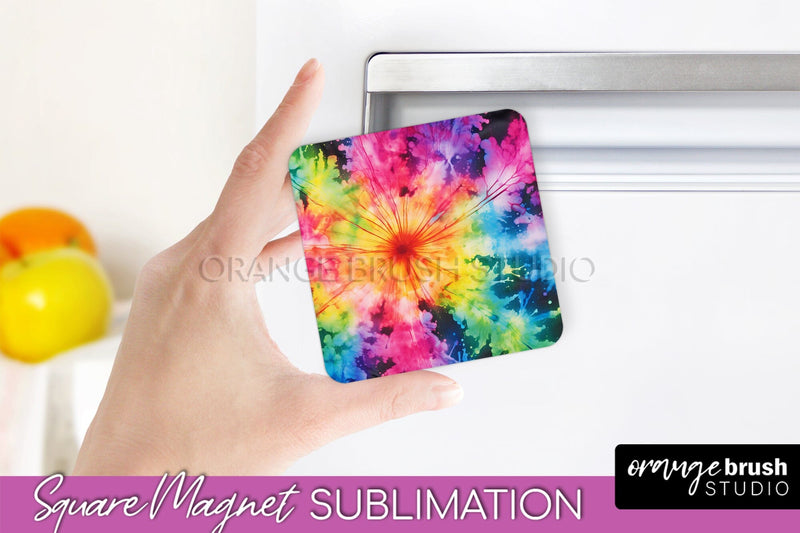 Neon Tie Dye Magnet PNG Design - Rainbow Magnet Sublimation Sublimation OrangeBrushStudio 