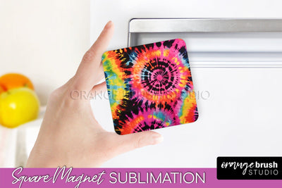 Neon Tie Dye Magnet PNG Design - Rainbow Magnet Sublimation Sublimation OrangeBrushStudio 