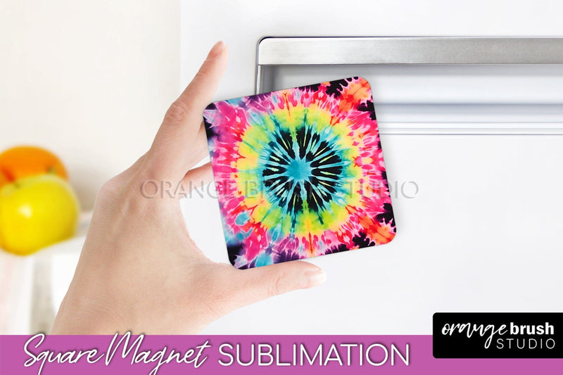 Neon Tie Dye Magnet PNG Design - Rainbow Magnet Sublimation Sublimation OrangeBrushStudio 