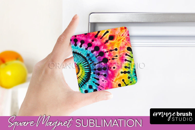 Neon Tie Dye Magnet PNG Design - Rainbow Magnet Sublimation Sublimation OrangeBrushStudio 