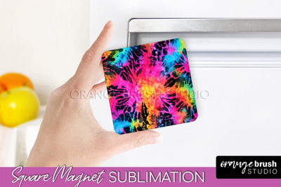Neon Tie Dye Magnet PNG Design - Rainbow Magnet Sublimation Sublimation OrangeBrushStudio 