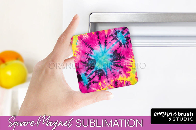 Neon Tie Dye Magnet PNG Design - Rainbow Magnet Sublimation Sublimation OrangeBrushStudio 