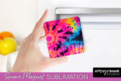 Neon Tie Dye Magnet PNG Design - Rainbow Magnet Sublimation Sublimation OrangeBrushStudio 