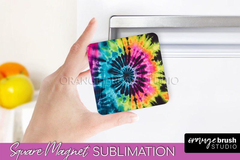 Neon Tie Dye Magnet PNG Design - Rainbow Magnet Sublimation Sublimation OrangeBrushStudio 