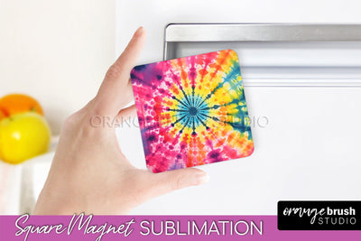 Neon Tie Dye Magnet PNG Design - Rainbow Magnet Sublimation Sublimation OrangeBrushStudio 