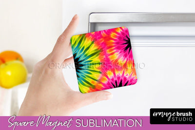 Neon Tie Dye Magnet PNG Design - Rainbow Magnet Sublimation Sublimation OrangeBrushStudio 
