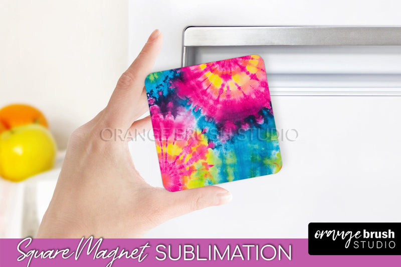 Neon Tie Dye Magnet PNG Design - Rainbow Magnet Sublimation Sublimation OrangeBrushStudio 