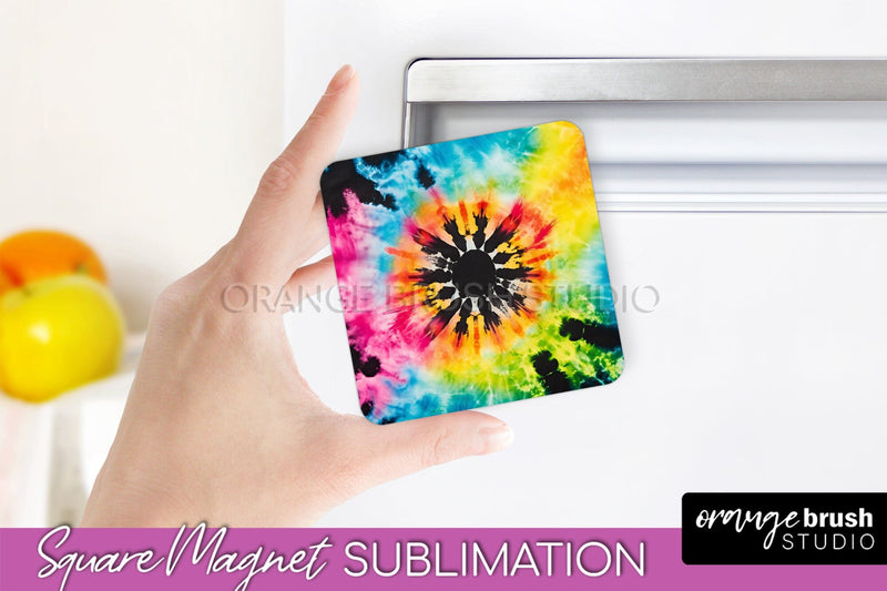 Neon Tie Dye Magnet PNG Design - Rainbow Magnet Sublimation Sublimation OrangeBrushStudio 