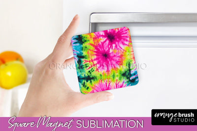 Neon Tie Dye Magnet PNG Design - Rainbow Magnet Sublimation Sublimation OrangeBrushStudio 