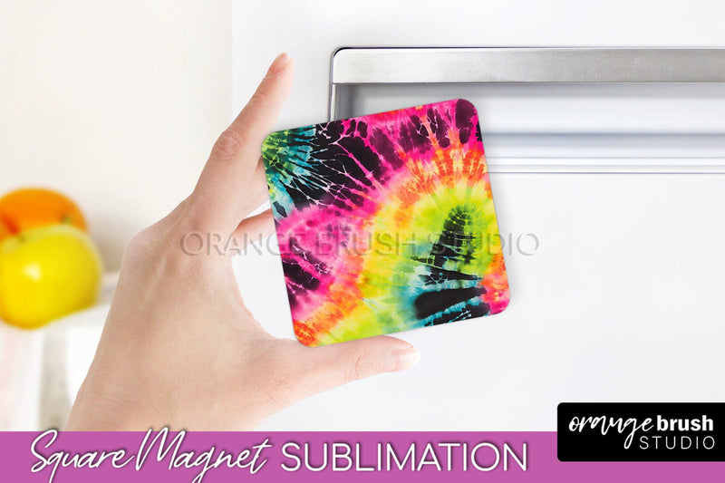 Neon Tie Dye Magnet PNG Design - Rainbow Magnet Sublimation Sublimation OrangeBrushStudio 