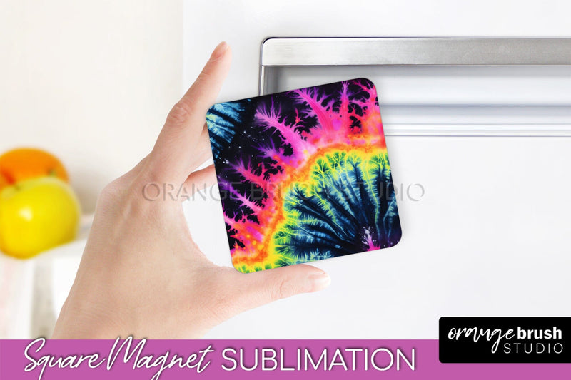 Neon Tie Dye Magnet PNG Design - Rainbow Magnet Sublimation Sublimation OrangeBrushStudio 