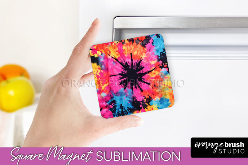 Neon Tie Dye Magnet PNG Design - Rainbow Magnet Sublimation Sublimation OrangeBrushStudio 