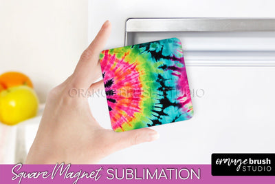 Neon Tie Dye Magnet PNG Design - Rainbow Magnet Sublimation Sublimation OrangeBrushStudio 