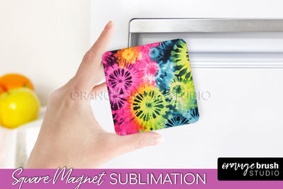 Neon Tie Dye Magnet PNG Design - Rainbow Magnet Sublimation Sublimation OrangeBrushStudio 