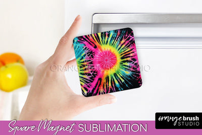 Neon Tie Dye Magnet PNG Design - Rainbow Magnet Sublimation Sublimation OrangeBrushStudio 