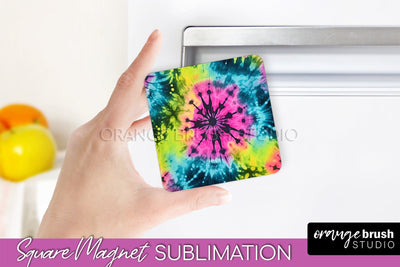 Neon Tie Dye Magnet PNG Design - Rainbow Magnet Sublimation Sublimation OrangeBrushStudio 