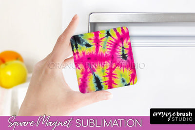 Neon Tie Dye Magnet PNG Design - Rainbow Magnet Sublimation Sublimation OrangeBrushStudio 