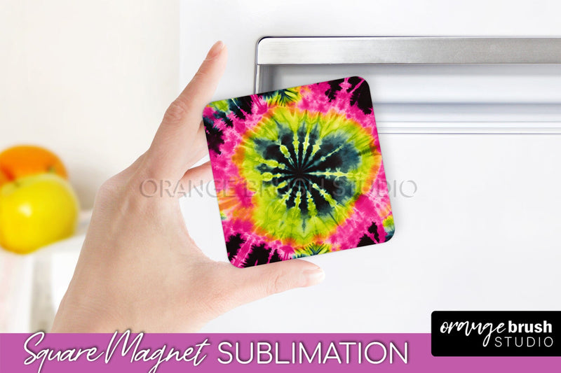 Neon Tie Dye Magnet PNG Design - Rainbow Magnet Sublimation Sublimation OrangeBrushStudio 