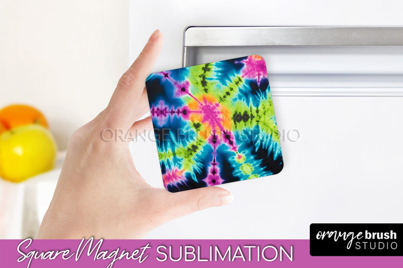 Neon Tie Dye Magnet PNG Design - Rainbow Magnet Sublimation Sublimation OrangeBrushStudio 
