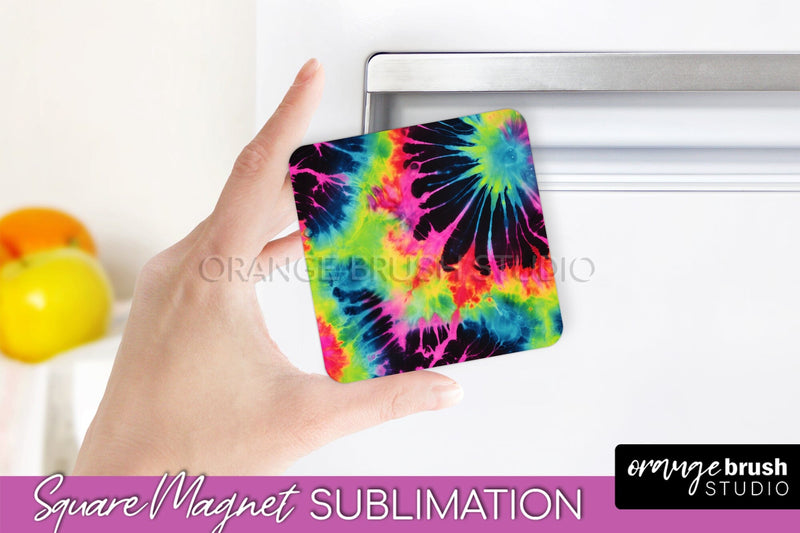 Neon Tie Dye Magnet PNG Design - Rainbow Magnet Sublimation Sublimation OrangeBrushStudio 