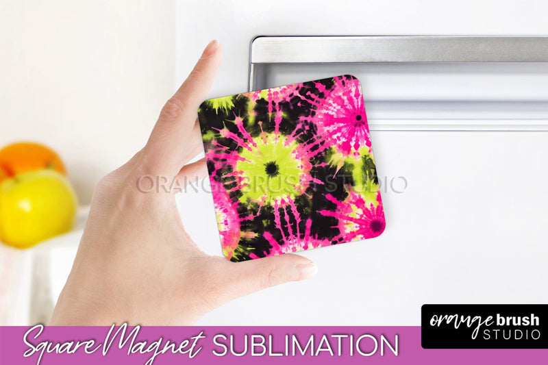 Neon Tie Dye Magnet PNG Design - Rainbow Magnet Sublimation Sublimation OrangeBrushStudio 