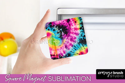 Neon Tie Dye Magnet PNG Design - Rainbow Magnet Sublimation Sublimation OrangeBrushStudio 