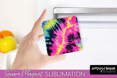 Neon Tie Dye Magnet PNG Design - Rainbow Magnet Sublimation Sublimation OrangeBrushStudio 