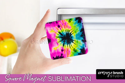 Neon Tie Dye Magnet PNG Design - Rainbow Magnet Sublimation Sublimation OrangeBrushStudio 