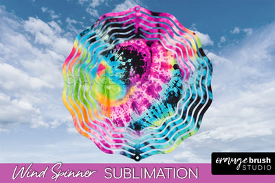 Neon Tie Dye Wind Spinner Sublimation - Rainbow Wind Spinner Sublimation OrangeBrushStudio 