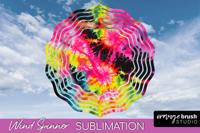 Neon Tie Dye Wind Spinner Sublimation - Rainbow Wind Spinner Sublimation OrangeBrushStudio 