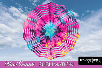Neon Tie Dye Wind Spinner Sublimation - Rainbow Wind Spinner Sublimation OrangeBrushStudio 
