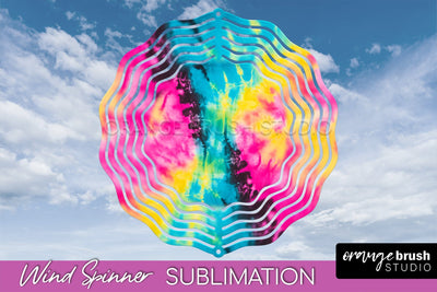 Neon Tie Dye Wind Spinner Sublimation - Rainbow Wind Spinner Sublimation OrangeBrushStudio 