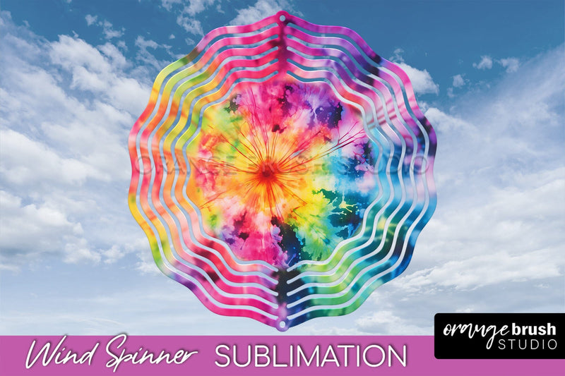 Neon Tie Dye Wind Spinner Sublimation - Rainbow Wind Spinner Sublimation OrangeBrushStudio 