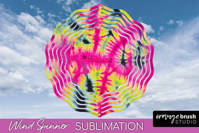 Neon Tie Dye Wind Spinner Sublimation - Rainbow Wind Spinner Sublimation OrangeBrushStudio 